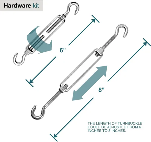 Miniatura 2 de ECOOPTS Kit de accesorios para toldo con tensores de 6 pulgadas para instalación de toldo rectangular