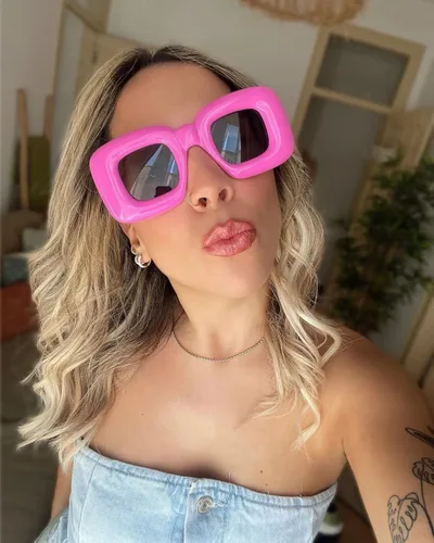 Miniatura 5 de VANLINKER Lindas gafas de sol cuadradas infladas para mujeres y hombres, gafas gruesas retro con marco grueso divertido máscara sombras VL9733