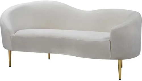 Miniatura 12 de Meridian Furniture 659Brown-L Ritz Collection Modern Sofá biplaza tapizado contemporáneo con terciopelo marrón intenso, patas de metal dorado