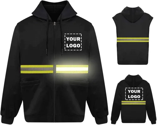 Miniatura 11 de Chaqueta con capucha de seguridad reflectante de alta visibilidad con mangas extraíbles Hi Vis Ropa de trabajo de protección al aire libre unisex