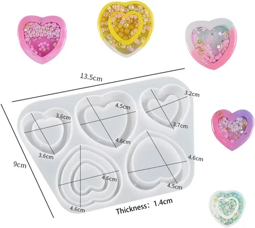 Miniatura 5 de Moldes de resina de corazón agitador, moldes de resina epoxi de corazón hueco, moldes de joyería para resina epoxi DIY colgante de arena movediza