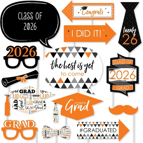 Miniatura 8 de Big Dot of Happiness Accesorios de graduación en blanco y negro para sesión de fotos 2026, juego de 20 unidades de accesorios de cabina de fotos