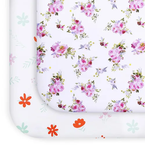 Miniatura 14 de Sábanas para Pack and Play para niña, paquete de 2 sábanas para mini cuna, sábana ajustada para corralito elástica, compatible con Graco Pack n