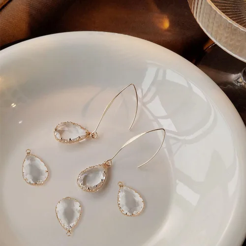Miniatura 4 de BENECREAT Colgantes de Cristal de Latón con Dijes, Dijes Facetados en Forma de Gota de Lágrima para Hacer Joyas Accesorios DIY, Latón, vidrio