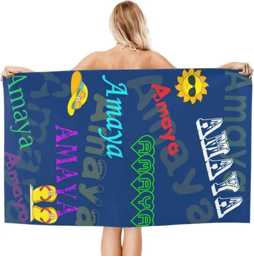 Miniatura 11 de Toalla de playa personalizada con nombre, toallas de playa personalizadas con nombre de gran tamaño de secado rápido para playa, baño, piscina