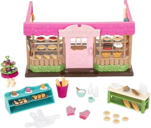 Miniatura 16 de Li'l Woodzeez Pass – the – Pasta Restaurant Playset – Juego de casa de muñecas de 41 piezas con mesa, bancos, comida y accesorios para juegos de rol