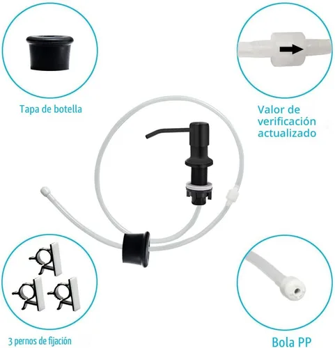 Miniatura 5 de Dispensador de jabón para fregadero de cocina, bomba dispensadora de jabón de encimera, tubo de extensión de silicona de 47 pulgadas que se conecta