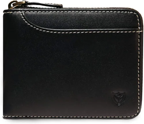 DONWORD RFID - Cartera de cuero con cremallera para hombre billetera plegable con múltiples tarjetas Vintage