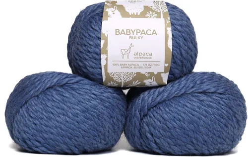 Miniatura 23 de 100 % lana de alpaca bebé en peso voluminoso - Celestialmente suave y perfecta para tejer y hacer crochet (Blanco Alabastro, Voluminoso - 3 madejas)
