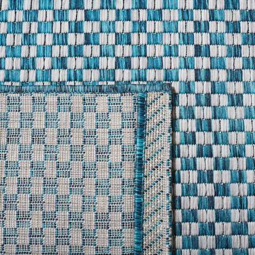 Miniatura 12 de SAFAVIEH Alfombra lavable al aire libre Courtyard Collection - 6'7" x 9'6", azul claro y gris claro, no desprende pelusa y fácil limpieza, ideal