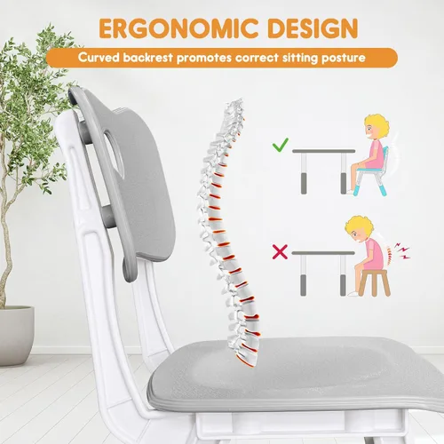 Miniatura 6 de Silla para niños de altura ajustable, sillas para niños de 2 a 8 años con fundas para pies para el hogar, aula, jardín de infantes y lugares