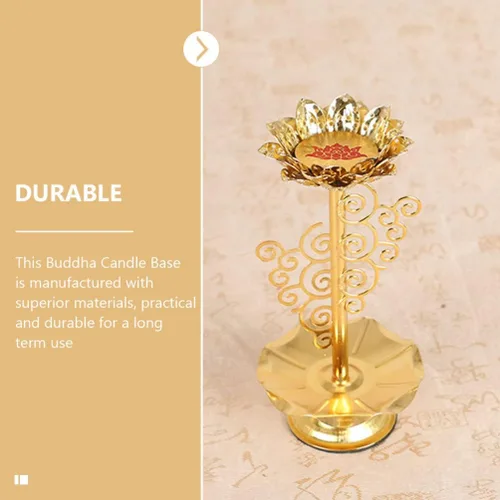 Miniatura 3 de 2 portavelas de loto de aleación, candelabros decorativos budistas para decoración tranquila del hogar, elegante base de vela para meditación