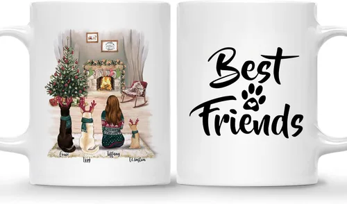 Miniatura 11 de Gossby Taza de café de Navidad personalizada con diseño de perro y mamá, regalo de Navidad personalizado para mujeres con nombre, taza de cerámica
