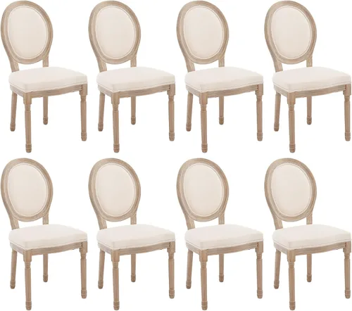 Miniatura 36 de Kmax Sillas de comedor estilo granja, patas de madera marrón, elegantes sillas de cocina copetudas, sillas de dormitorio francesas desgastadas