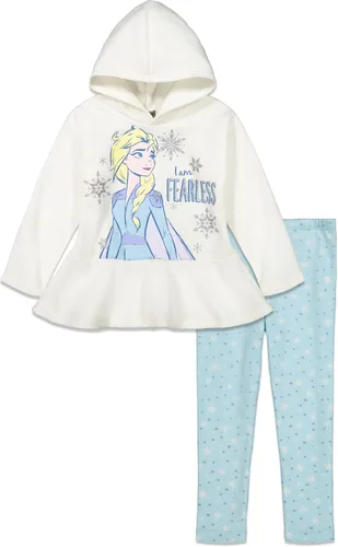 Disney Frozen Olaf Princess Anna Queen Elsa - Conjunto de sudadera con capucha y leggings de forro polar para niñas pequeñas y grandes