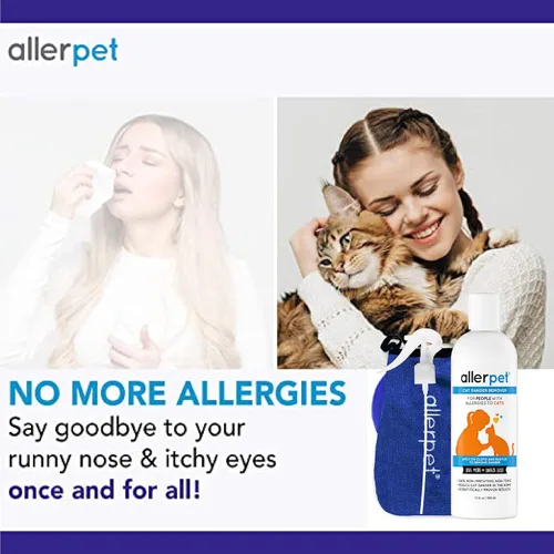 Miniatura 4 de Allerpet Removedor de Caspa de Gato Libre de Aloe Vera - Alivio de Alergias por Caspa de Mascotas, Alivio de Alergias Natural y Seguro para Gatos