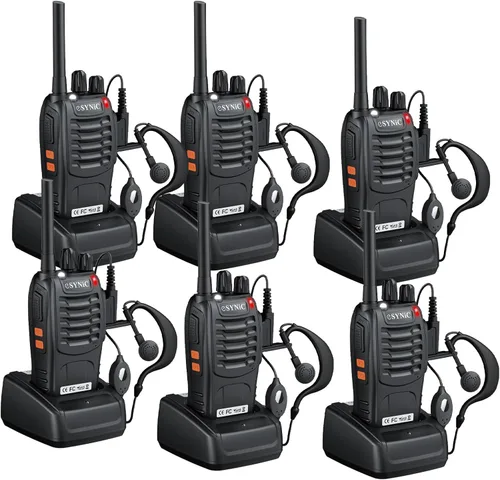 Miniatura 9 de eSynic Kit de 3 walkie talkies de 3 millas de largo alcance, diseño resistente, linterna y VOX manos libres, batería recargable de 1500 mAh
