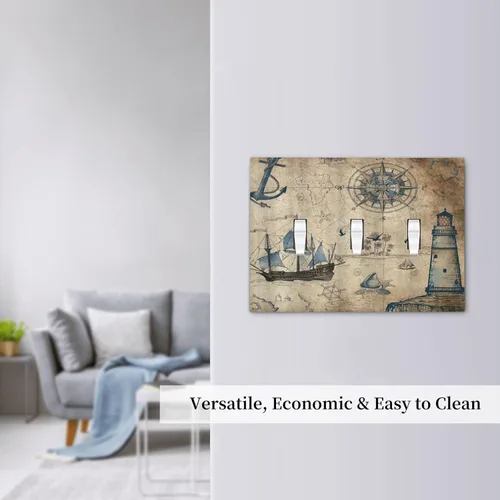 Miniatura 692 de Placa Decorativa de Pared de Granja Rústica con Cuerno de Madera para Puerta de Granero 1 Banda Duplex Cubiertas de Toma Eléctrica Soltera