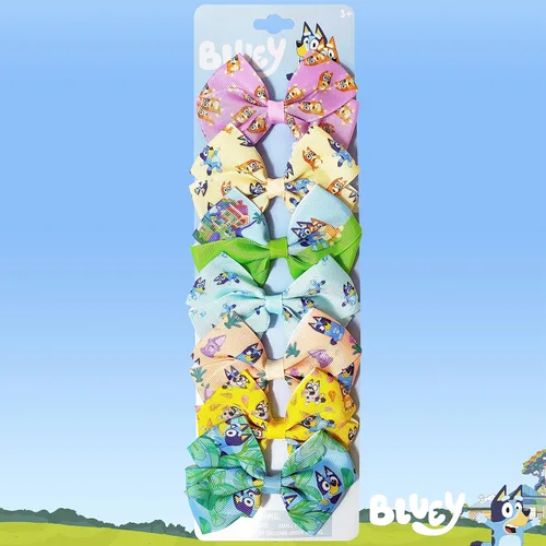 Miniatura 7 de Lazo De Pelo Azul Para Niños - Juego De Accesorios De Pelo - Lazo De Pelo Bluey - Paquete De 7 Lazos De 4 Pulgadas - Lazos De Pelo Para Niñas