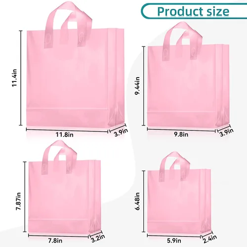 Miniatura 2 de Weewooday 100 piezas bolsas de regalo de plástico esmerilado con asas para pequeñas empresas, bolsas de compras transparentes con parte inferior
