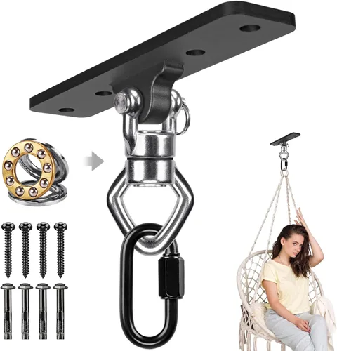 BeneLabel Colgador de columpio de montaje en techo con rodamiento de capacidad de 900 libras, colgador de bolsa pesada, acero inoxidable, soporte