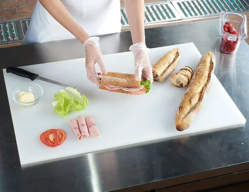 Miniatura 22 de CURTA Paquete de 2 tablas de cortar verdes para cocina, 20 x 14 x 0.5 pulgadas, tabla de cortar comercial de plástico codificado con superficie