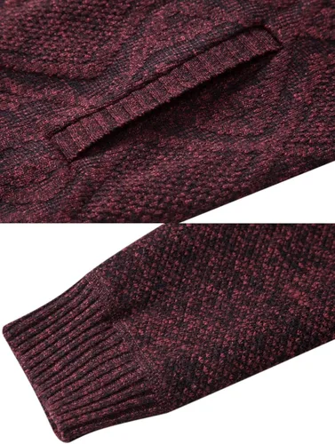Miniatura 8 de VtuAOL Suéteres tipo cárdigan para hombre, con cremallera completa, cuello alto, cárdigan de punto casual con bolsillos