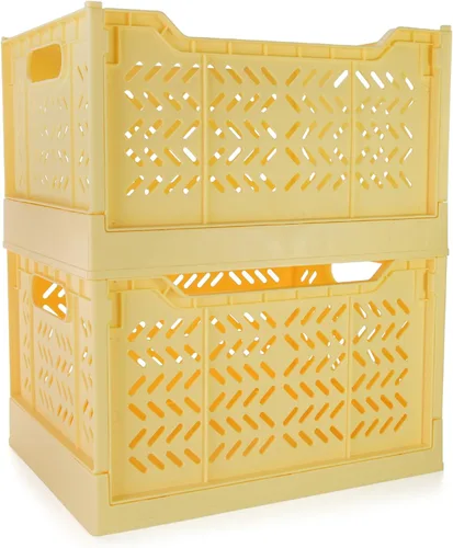 Miniatura 15 de Domiella Paquete de 2 Cajas para Almacenamiento, Cajas de Almacenamiento de Plástico Apilables, Caja Plegable para Oficina Hogar Cocina Dormitorio