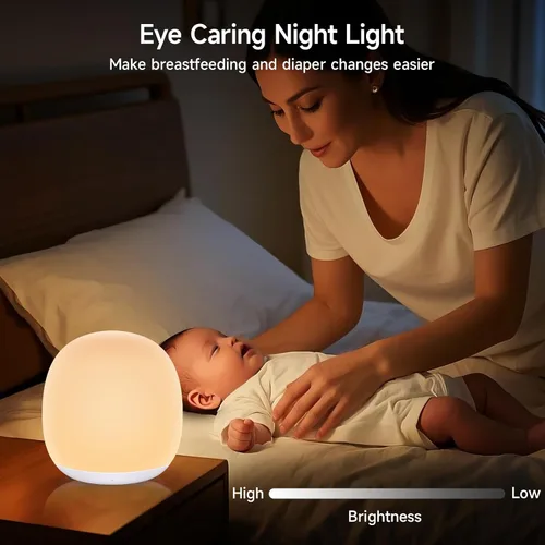 Miniatura 9 de Tyute Luz nocturna para bebé, lámpara de noche de guardería con 8 colores RGB cambiantes, luz nocturna táctil de silicona suave sin BPA
