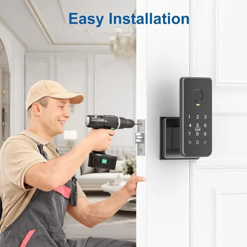 Miniatura 8 de Foxgard - Cerradura de puerta con huella dactilar – Cerradura inteligente biométrica 5 en 1 con teclado, control por aplicación, llave