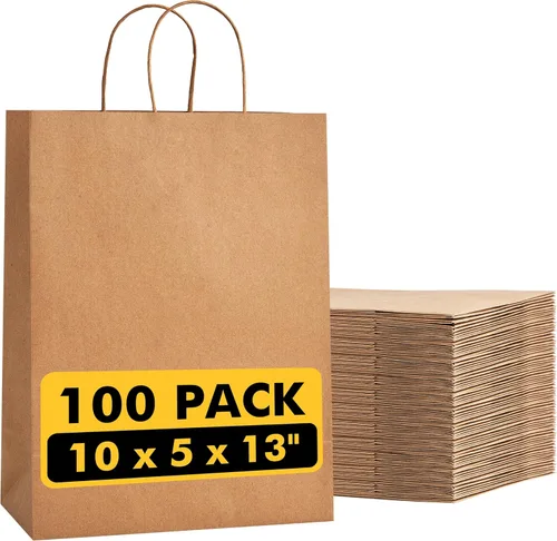 Miniatura 14 de RACETOP Bolsas de Papel Marrón Grandes con Asas al Por Mayor 100 Piezas 16x6x12 Pulgadas Bolsas de Regalo al Por Mayor, Bolsas de Papel Kraft Marrón