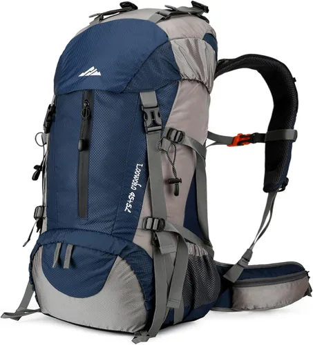 Mochila Loowoko de 50 l para senderismo, impermeable, con cubierta para la lluvia, mochila esencial para acampar, mochila ligera de 45 + 5 litros