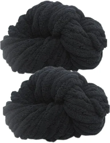 2 madejas de hilo de felpilla grueso para manta, súper suave, grueso, esponjoso, jumbo, grueso, estilo chenilla, hilo de poliéster de punto para