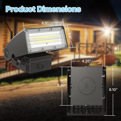 Miniatura 3 de HYPERLITE Paquete de pared LED: 40W 3000K Luces de pared LED al aire libre con fotocélula del anochecer al amanecer, 5200lm ETL Listado Paquetes