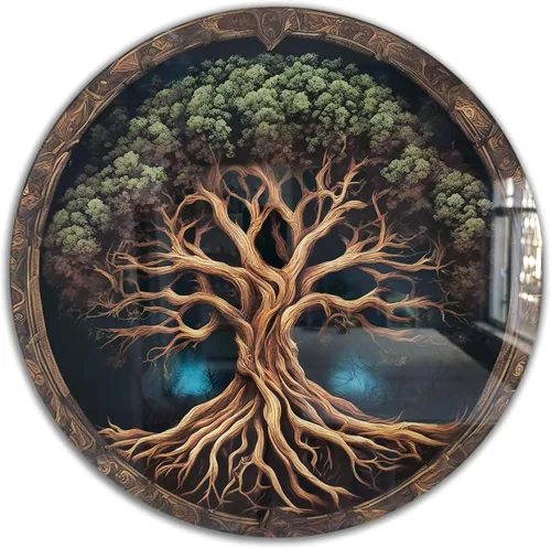 Miniatura 14 de Árbol de la vida, arte de pared de vidrio templado, pintura abstracta para pared, decoración del hogar, regalo de inauguración de la casa, colgantes