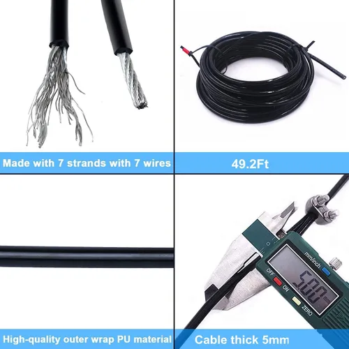 Miniatura 2 de J Bryant Gym Cable Replacement 49Ft/164Ft Heavy Duty 5mm Steel Wire Rope for Home Gym DIY Cable Pulley Machine System Workout Exercise Equipment