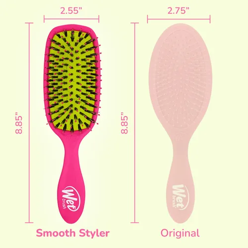 Miniatura 5 de Wet Brush Cepillo de pelo potenciador de brillo, color rosa, exclusivo con cerdas IntelliFlex ultrasuaves, cerdas naturales de jabalí que dejan
