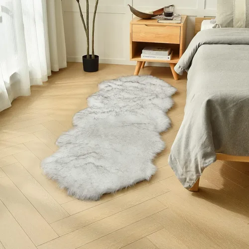Miniatura 13 de duduta - Alfombra de pelo de oveja sintética verde esmeralda de 2 x 3 pies, alfombra esponjosa lavable para cabecera de cama pequeña, dormitorio