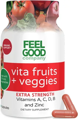 Miniatura 11 de FeelGood Superfoods Vita Fruit and Veggies Cápsulas – 25 ingredientes superalimentarios, multivitamínico de frutas y verduras, 60