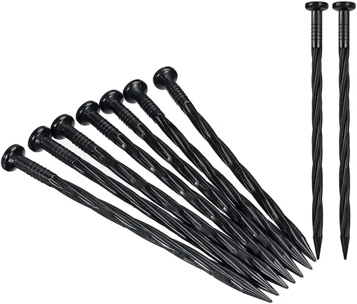 Púas de anclaje de paisaje de plástico, 25 piezas de 8 pulgadas de nailon en espiral para patio, césped de jardín, barreras de malezas, césped