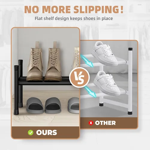 Miniatura 5 de STORAGE MANIAC Zapatero largo expandible, estante de zapatos de metal ancho apilable de 6 pares, estante ajustable para zapatos, organizador