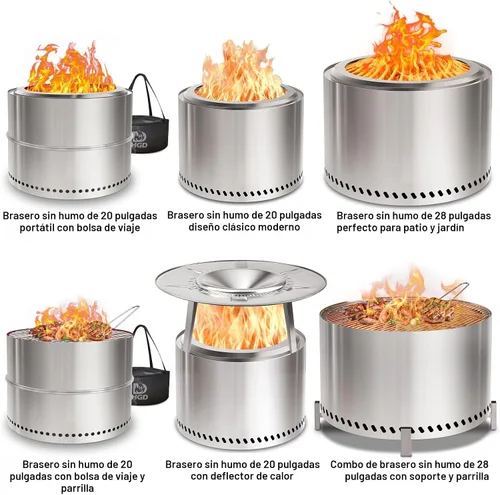 Miniatura 7 de HGD Hoguera de 20 Pulgadas sin Humo para Patio, Estufa de Quema de Madera para Exteriores, Hoguera de Acero Inoxidable para Patio Trasero, Jardín