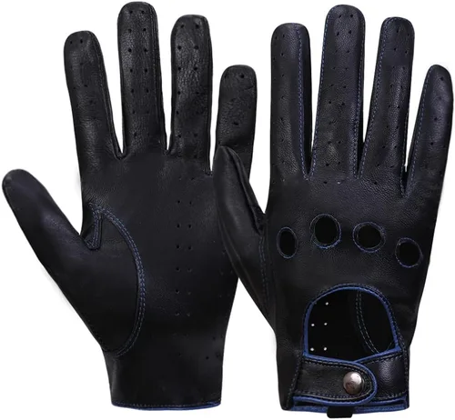 Miniatura 10 de MGGMOKAY Guantes de conducción de cuero con pantalla táctil sin forro para hombre