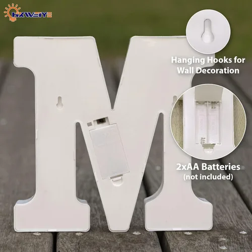 Miniatura 3 de Letrero de letras de marquesina LED-M, letras LED HXWEIYE 26 alfabeto, letrero de números 0-9 iluminados para fiesta, hogar, cumpleaños, Blanco