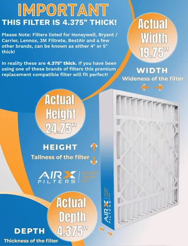 Miniatura 2 de AIRX FILTERS WICKED CLEAN AIR. Filtro de horno 20x25x4 MERV 8 compatible con filtro de aire Honeywell 20x25x4 F25 1 solo filtro