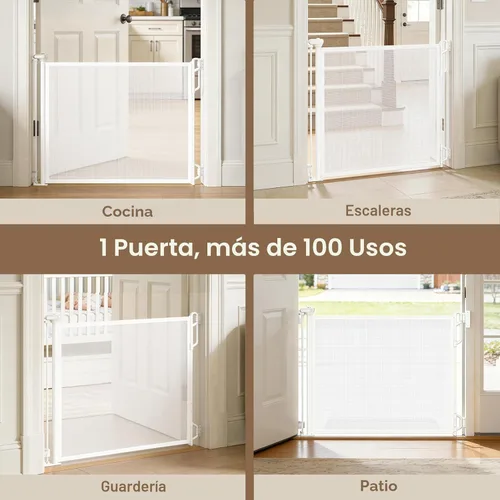 Miniatura 5 de Spaceany Puerta retráctil de seguridad para bebés o puerta de malla para perros, puerta retráctil de malla portátil duradera, fácil de usar