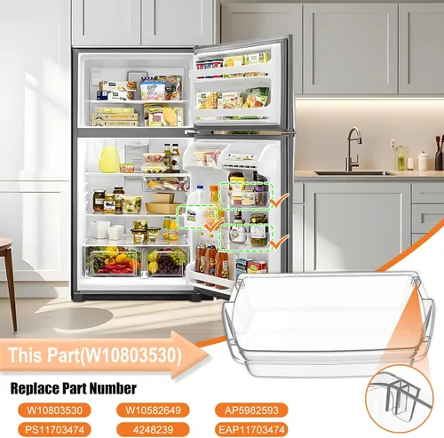 Miniatura 2 de Paquete de 2 contenedores de puerta de refrigerador mejorados W10803530 compatible con Whirlpool Refrigerador Puerta Estante Bin WRT311FZDW01