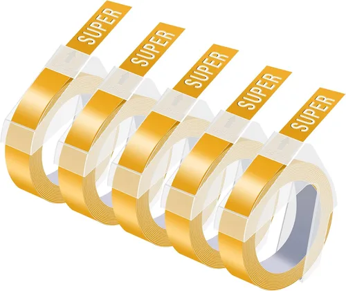 Miniatura 8 de USUPERINK Paquete de 5 etiquetas de plástico 3D compatibles con Dymo 520109, cinta blanca sobre negra, 0.354 in 3/8 pulgadas x 9.8 ft, 9.8 pies, uso