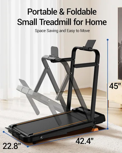 Miniatura 5 de 16% Incline Walking Pad Treadmills for Home Small, 4-in-1 Under Desk Treadmill with Handles, Foldable Treadmill with 2.5 HP Quiet Brushless, 330 LBS