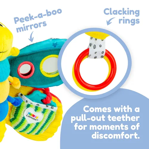 Miniatura 5 de Lamaze Juguete de clip para asiento de coche y cochecito – Freddie the Firefly – Incluye mordedor Lady Bug – Juguetes sensoriales arrugados de alto